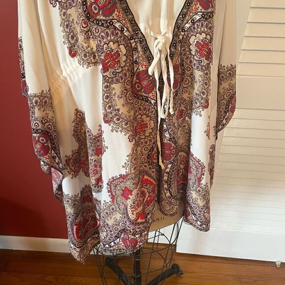 CHICO’S | silky tie front v neck cape blouse L/XL - Picture 3 of 8